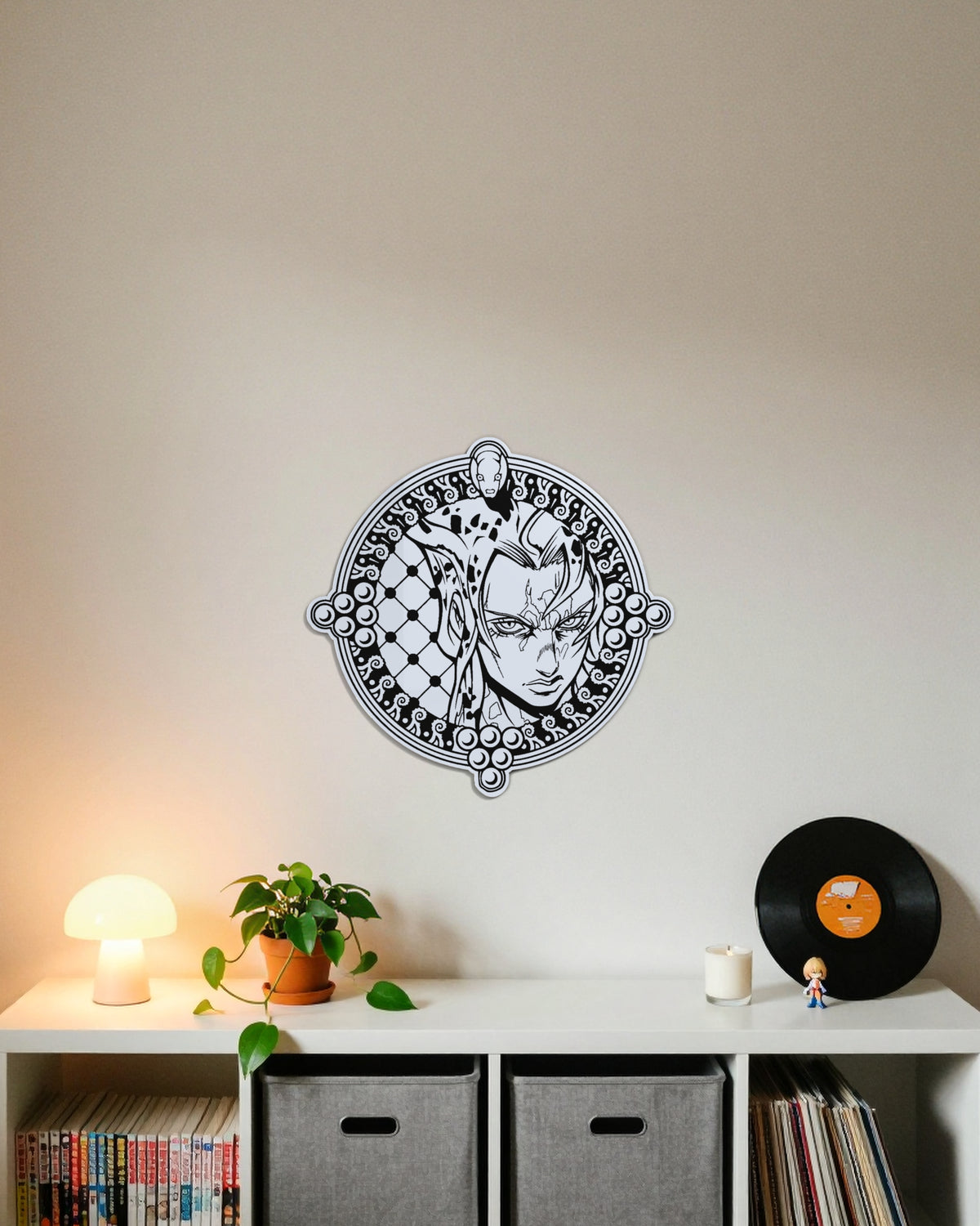 Miroir Diavolo gravé, au mur — meuble à vinyles