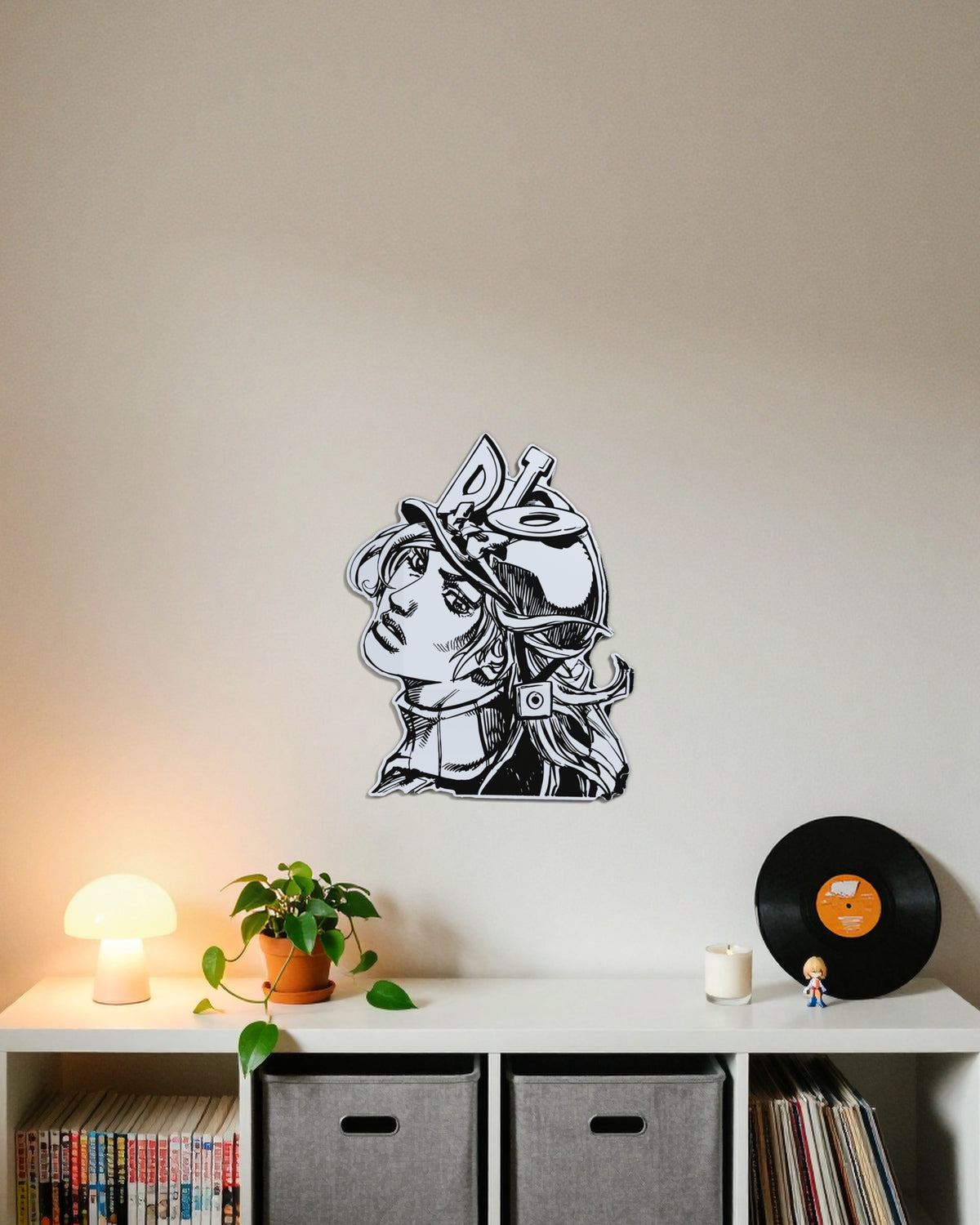 Miroir Diego Brando gravé, au mur — meuble à vinyles