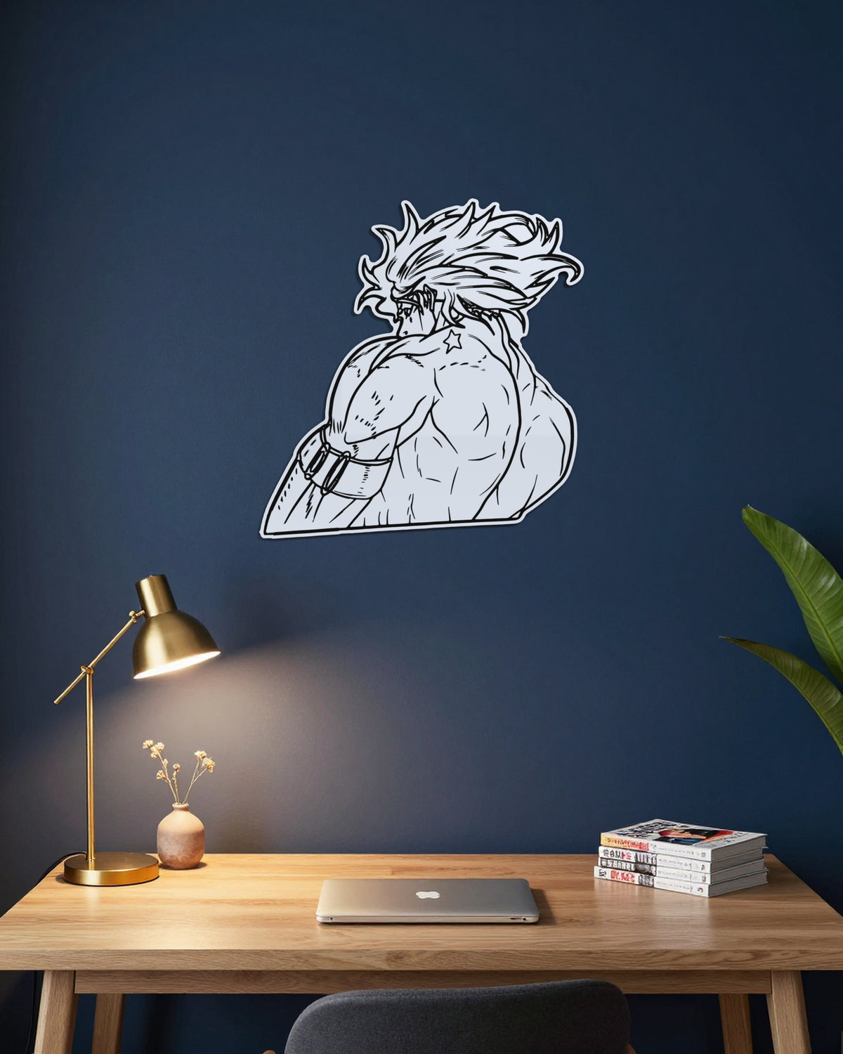Miroir Dio gravé, au mur — bureau bleu