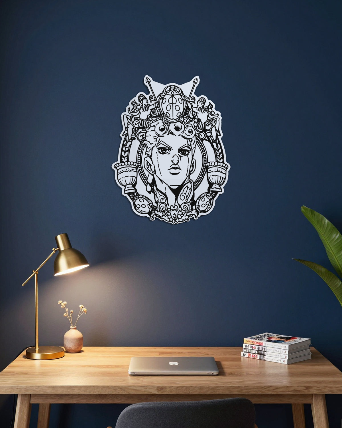 Miroir Giorno gravé, au mur — bureau bleu