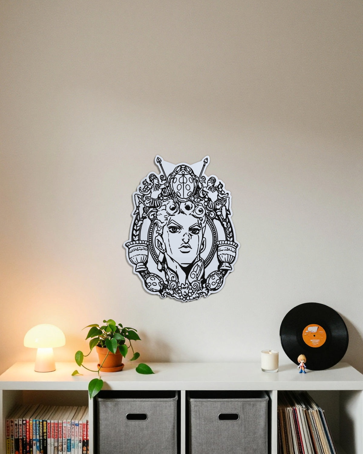 Miroir Giorno gravé, au mur — meuble à vinyles