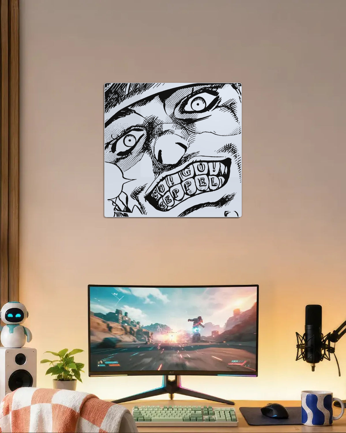 Miroir Gyro gravé, au mur — bureau gamer