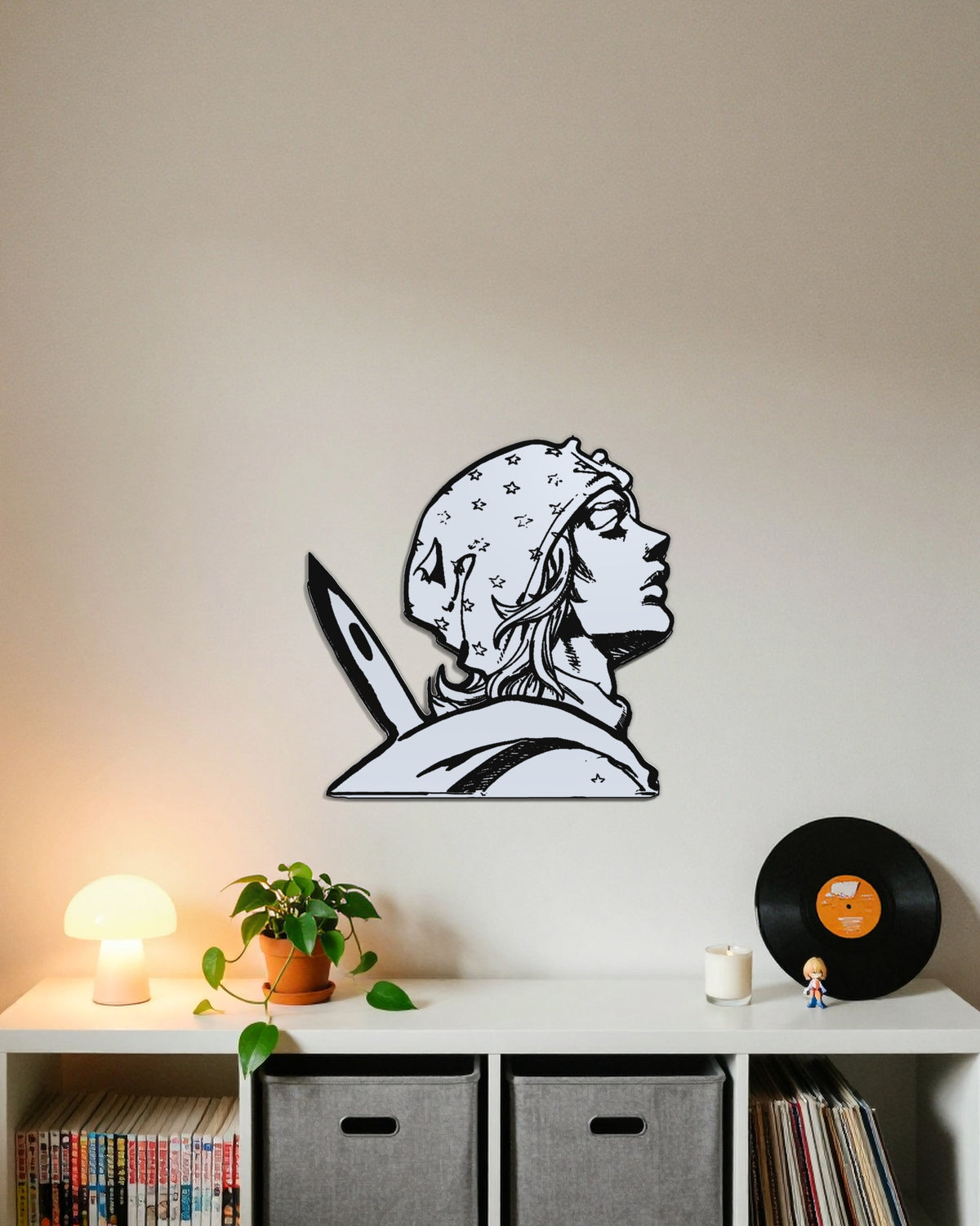 Miroir Johnny gravé, au mur — meuble à vinyles