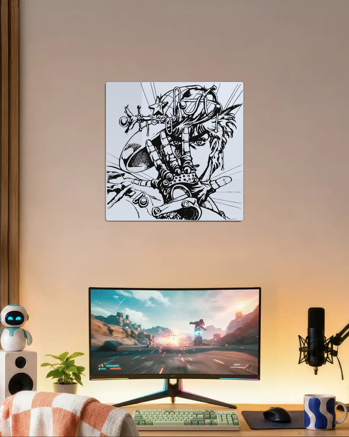 Miroir Jonathan gravé, au mur — bureau gamer