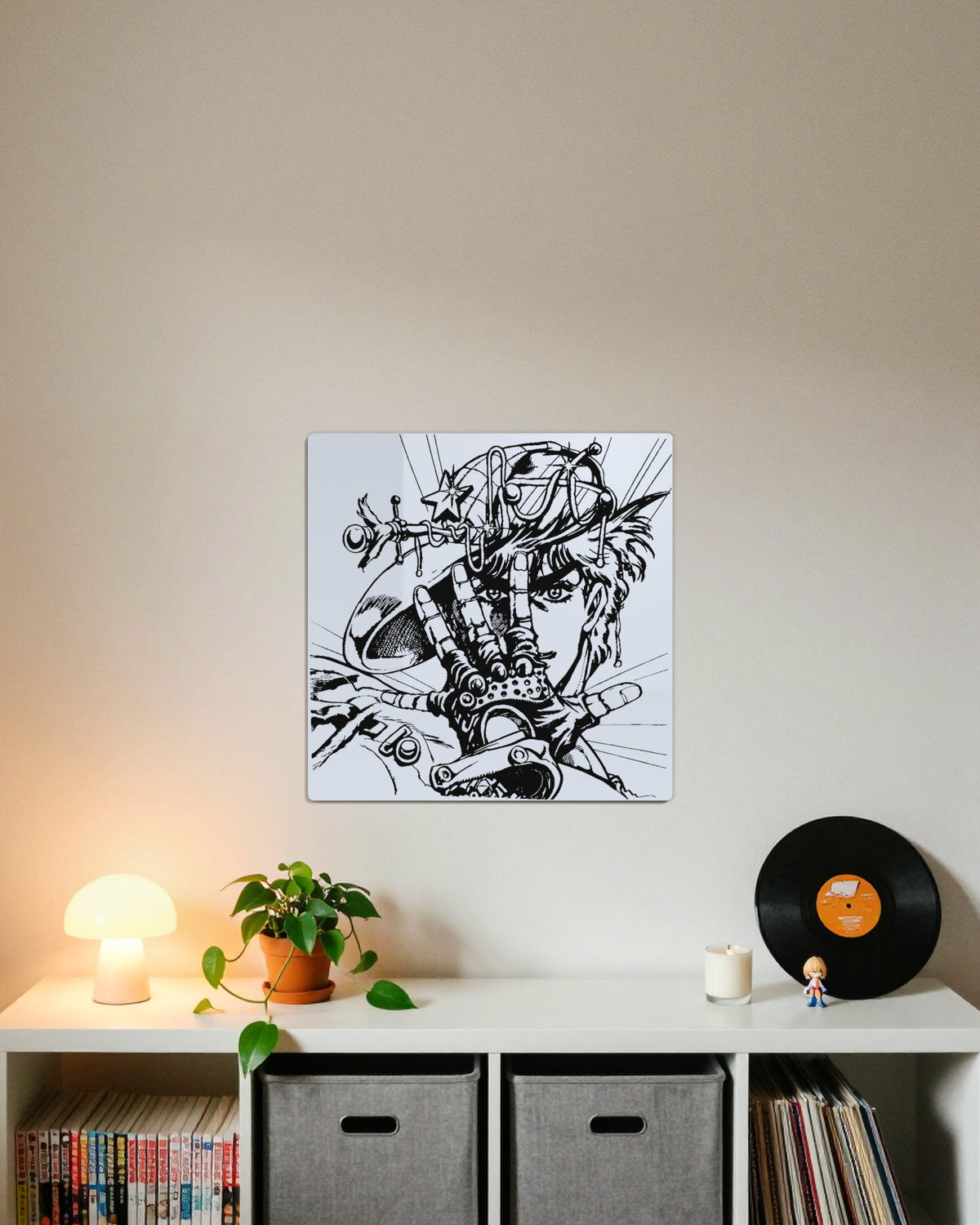 Miroir Jonathan gravé, au mur — meuble à vinyles