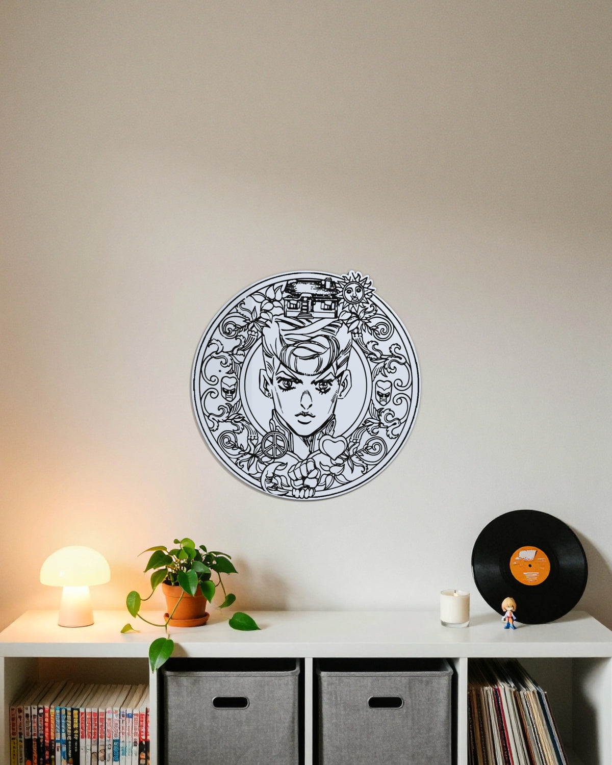 Miroir Josuke gravé, au mur — meuble à vinyles