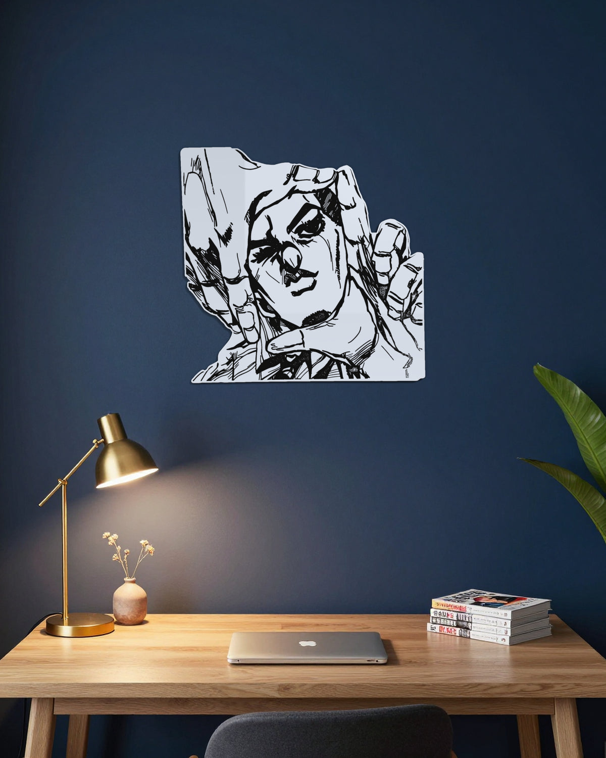 Miroir Kira gravé, au mur — bureau bleu